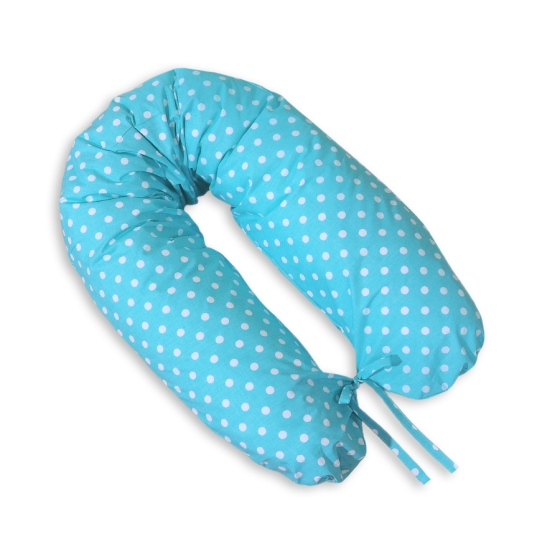 Maternity Pregnancy pillow- White polka dots on turquoise