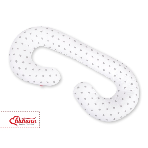 Maternity Support Pillow C - white with Gray stars