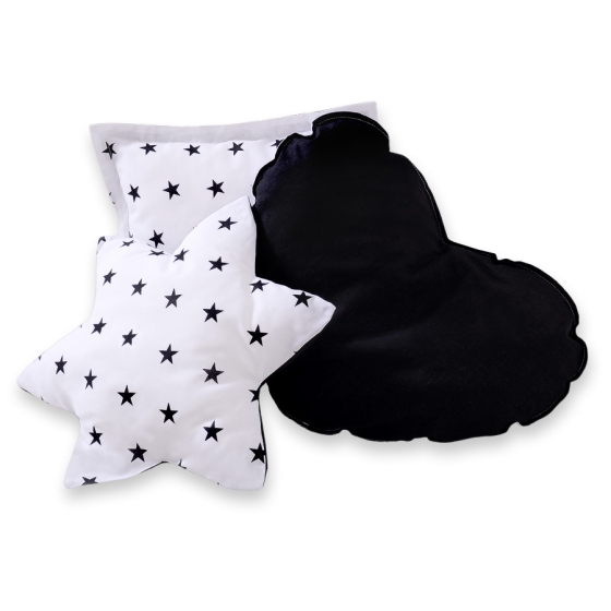 MEGA SET: Kids Teepee tent + playmat + pillows + decorative feathers- Black Stars/black