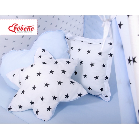 MEGA SET: Kids Teepee tent + playmat + pillows + decorative feathers- Black Stars/blue