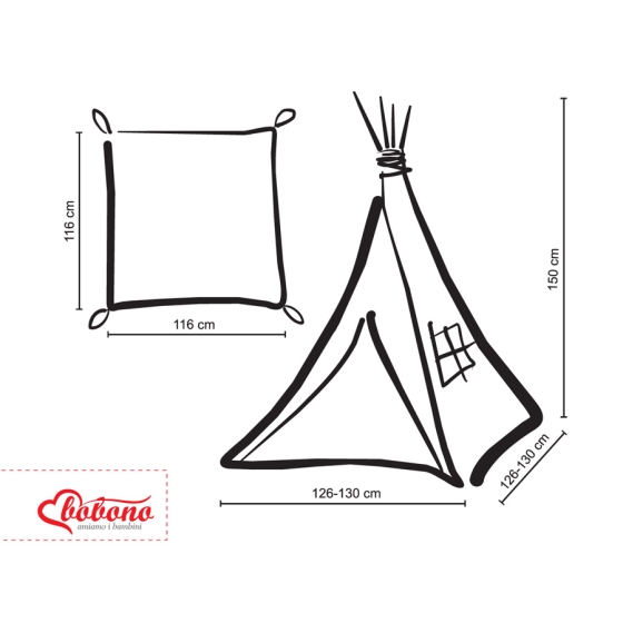 MEGA SET: Kids Teepee tent + playmat + pillows + decorative feathers FREE! - Chevron black