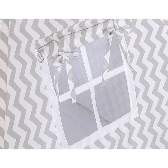 MEGA SET: Kids Teepee tent + playmat + pillows + decorative feathers FREE!- Chevron Gray