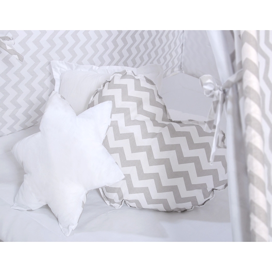 MEGA SET: Kids Teepee tent + playmat + pillows + decorative feathers FREE!- Chevron Gray