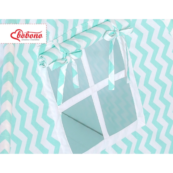 MEGA SET: Kids Teepee tent + playmat + pillows + decorative feathers FREE!- Chevron mint