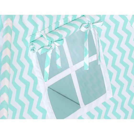 MEGA SET: Kids Teepee tent + playmat + pillows + decorative feathers FREE!- Chevron mint