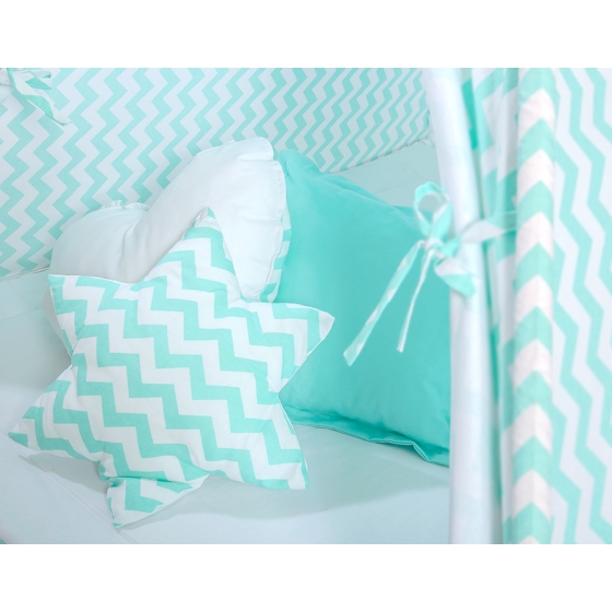 MEGA SET: Kids Teepee tent + playmat + pillows + decorative feathers FREE!- Chevron mint