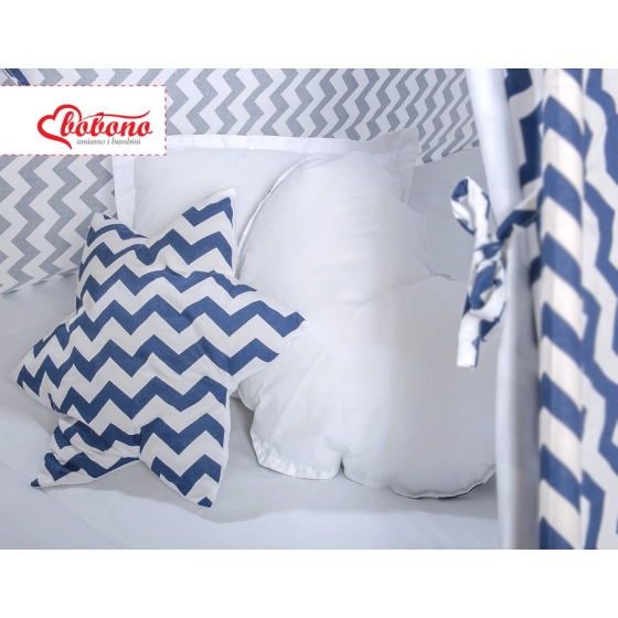 MEGA SET: Kids Teepee tent + playmat + pillows + decorative feathers FREE! - Chevron navy blue