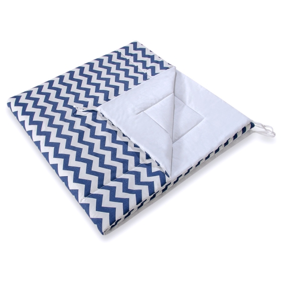 MEGA SET: Kids Teepee tent + playmat + pillows + decorative feathers FREE! - Chevron navy blue