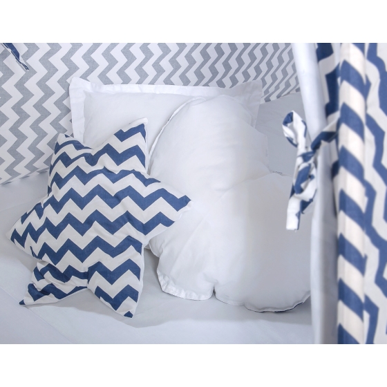 MEGA SET: Kids Teepee tent + playmat + pillows + decorative feathers FREE! - Chevron navy blue