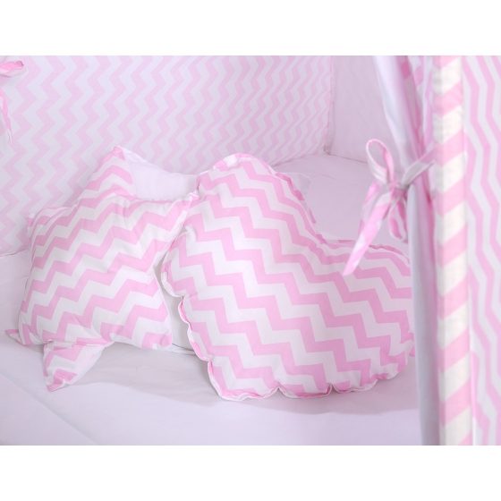 MEGA SET: Kids Teepee tent + playmat + pillows + decorative feathers FREE!- Chevron pink