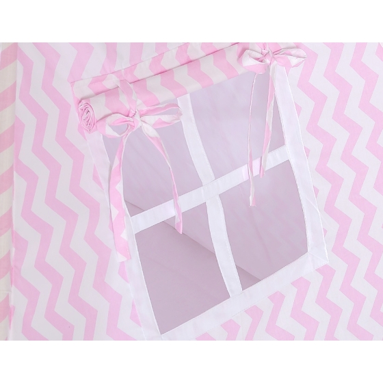 MEGA SET: Kids Teepee tent + playmat + pillows + decorative feathers FREE!- Chevron pink