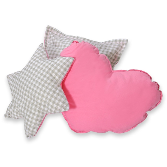 MEGA SET: Kids Teepee tent + playmat + pillows + decorative feathers FREE!- Gray checkered-pink