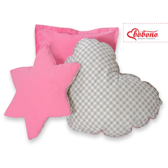 MEGA SET: Kids Teepee tent + playmat + pillows + decorative feathers FREE!- Gray checkered-pink