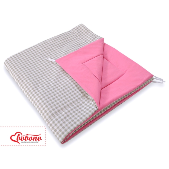 MEGA SET: Kids Teepee tent + playmat + pillows + decorative feathers FREE!- Gray checkered-pink