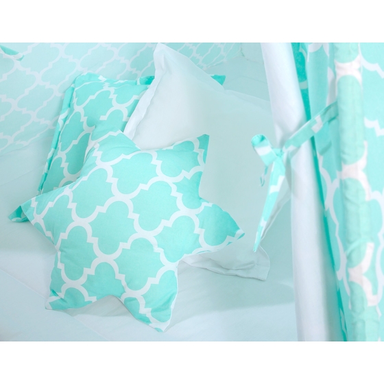 MEGA SET: Kids Teepee tent + playmat + pillows + decorative feathers FREE!- Marocco mint