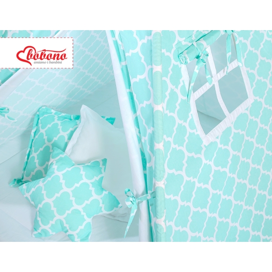 MEGA SET: Kids Teepee tent + playmat + pillows + decorative feathers FREE!- Marocco mint