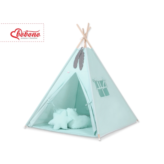 MEGA SET: Kids Teepee tent + playmat + pillows + decorative feathers FREE!- mint