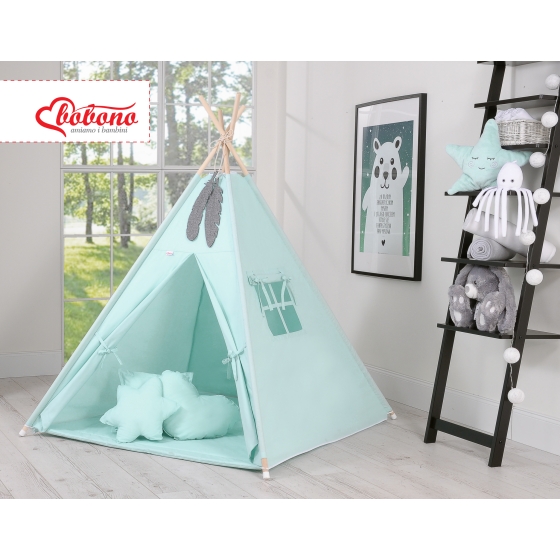 MEGA SET: Kids Teepee tent + playmat + pillows + decorative feathers FREE!- mint