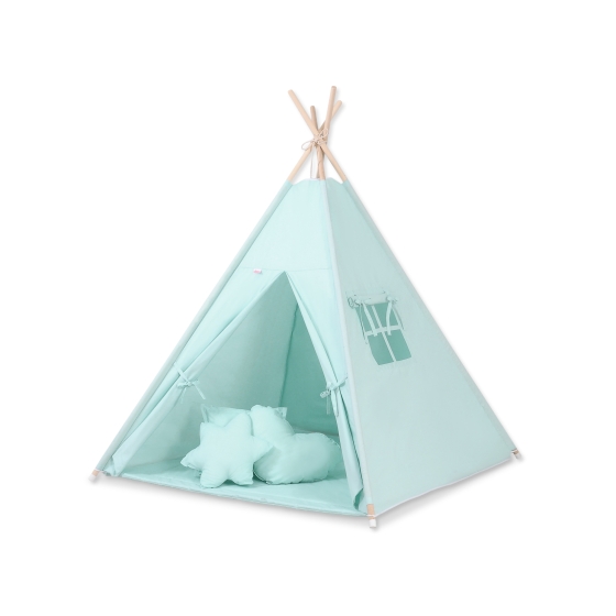 MEGA SET: Kids Teepee tent + playmat + pillows + decorative feathers FREE!- mint