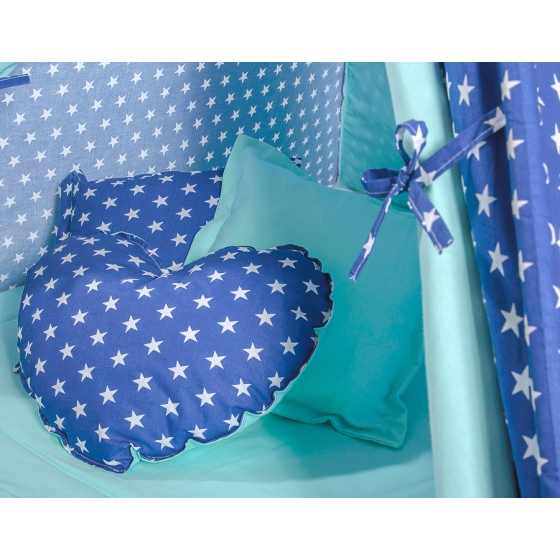 MEGA SET: Kids Teepee tent + playmat + pillows + decorative feathers FREE!- Navy blue stars