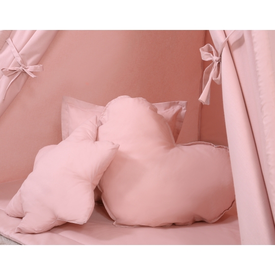 MEGA SET: Kids Teepee tent + playmat + pillows + decorative feathers FREE! - pastel pink