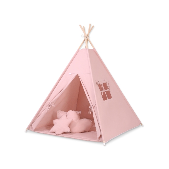 MEGA SET: Kids Teepee tent + playmat + pillows + decorative feathers FREE! - pastel pink