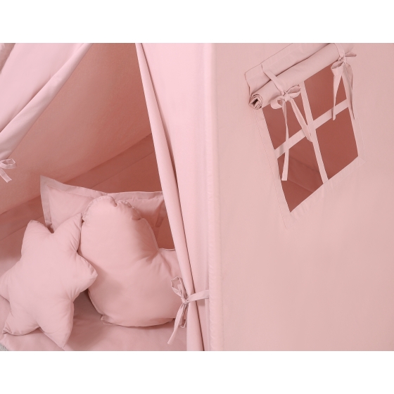 MEGA SET: Kids Teepee tent + playmat + pillows + decorative feathers FREE! - pastel pink