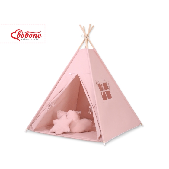 MEGA SET: Kids Teepee tent + playmat + pillows + decorative feathers FREE! - pastel pink
