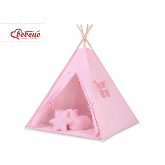 MEGA SET: Kids Teepee tent + playmat + pillows + decorative feathers FREE!- pink