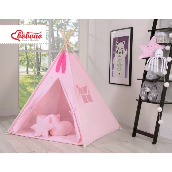 MEGA SET: Kids Teepee tent + playmat + pillows + decorative feathers FREE!- pink