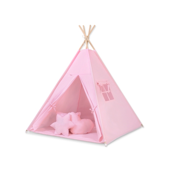 MEGA SET: Kids Teepee tent + playmat + pillows + decorative feathers FREE!- pink