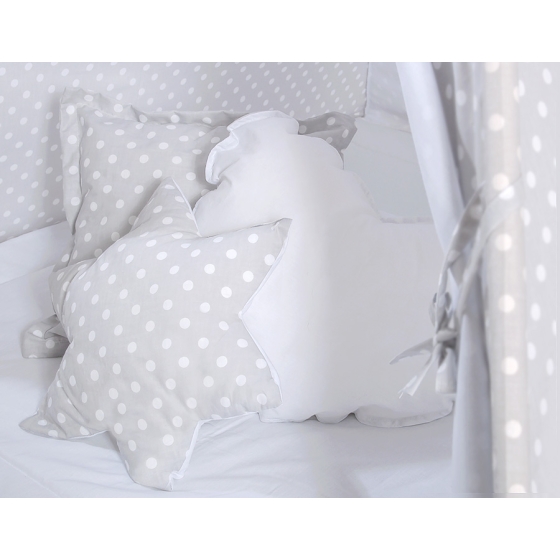 MEGA SET: Kids Teepee tent + playmat + pillows + decorative feathers FREE!- White dots on Gray