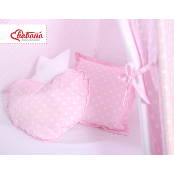 MEGA SET: Kids Teepee tent + playmat + pillows + decorative feathers FREE! - White dots on pink