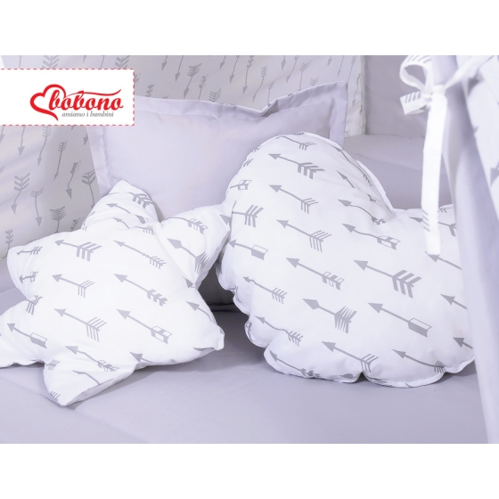 MEGA SET: Kids Teepee tent + playmat + pillows + decorative feathers- Gray arrows