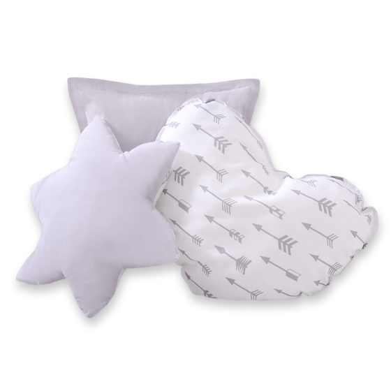 MEGA SET: Kids Teepee tent + playmat + pillows + decorative feathers- Gray arrows