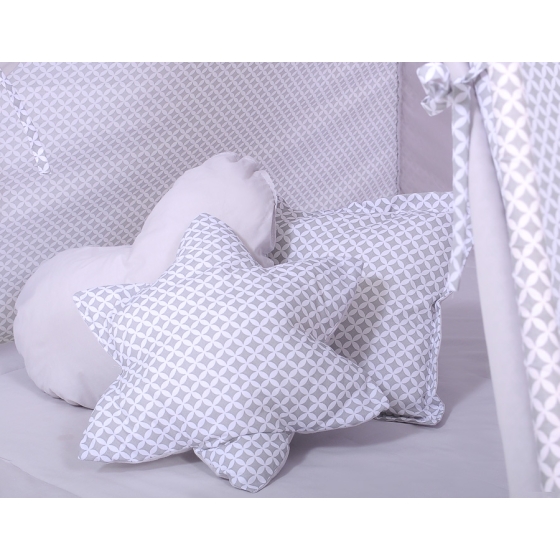Mega Set: Teepee tent+playmat+pillows - Gray flowers