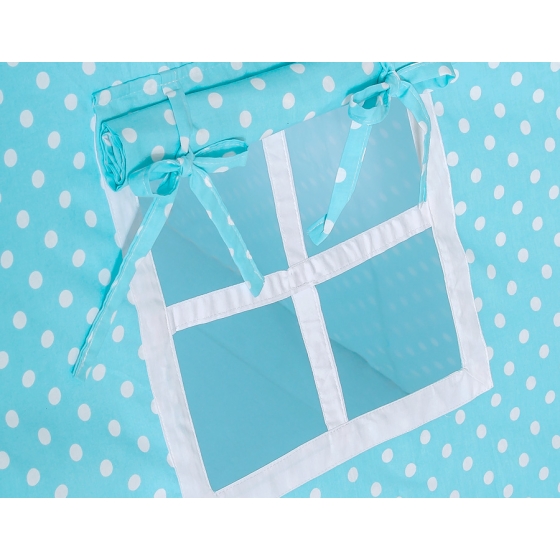 MINI Set: Teepee tent for kids+ play mat + decorative feathers - White dots on turquoise