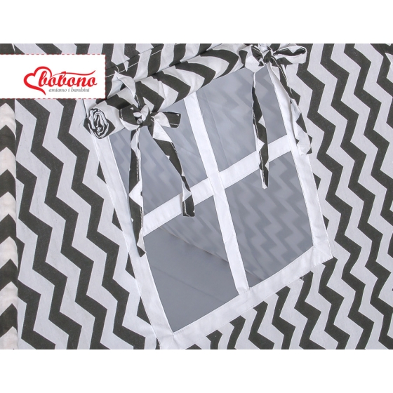 MINI Set: Teepee tent for kids + play mat + decorative feathers - Chevron black