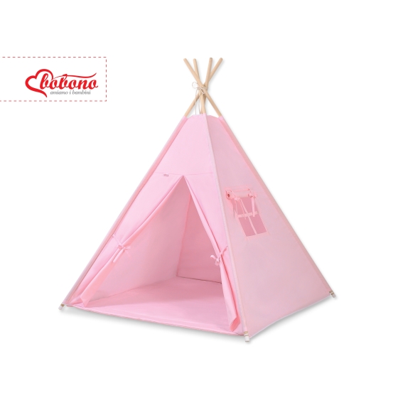 MINI Set: Teepee tent for kids + play mat + decorative feathers- pink