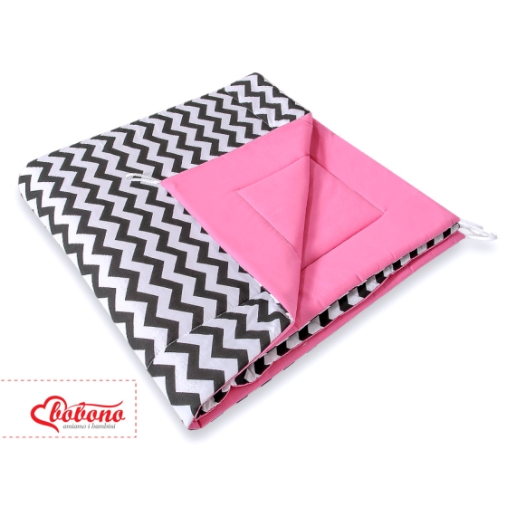 MINI Set: Teepee tent for kids + play mat - Chevron black/ pink