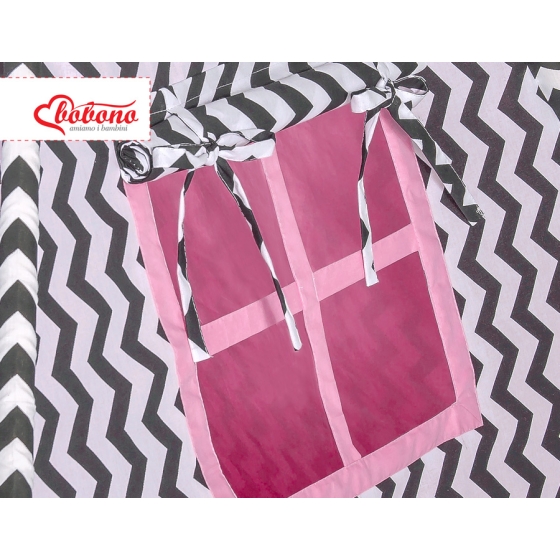 MINI Set: Teepee tent for kids + play mat - Chevron black/ pink