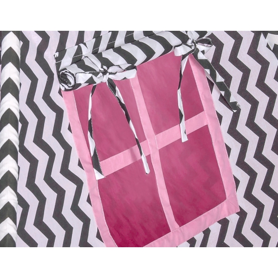 MINI Set: Teepee tent for kids + play mat - Chevron black/ pink