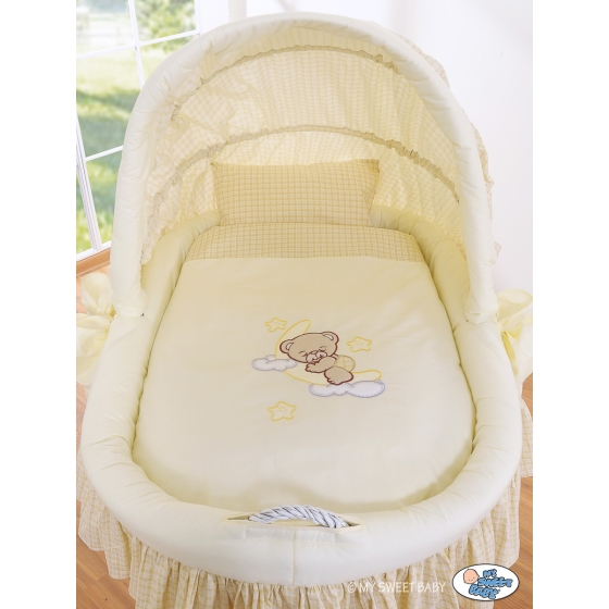 Moses Basket on Wheels - Wicker crib with hood- Good night cream