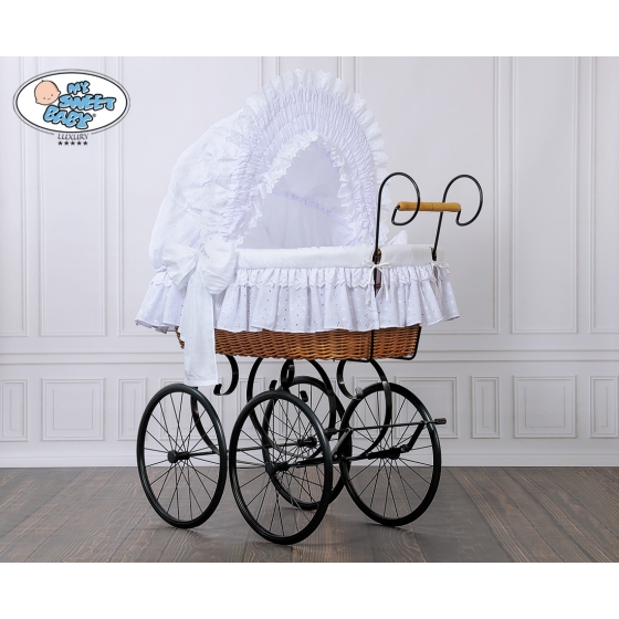 Moses Basket Retro Vintage wicker crib Charlotte - White