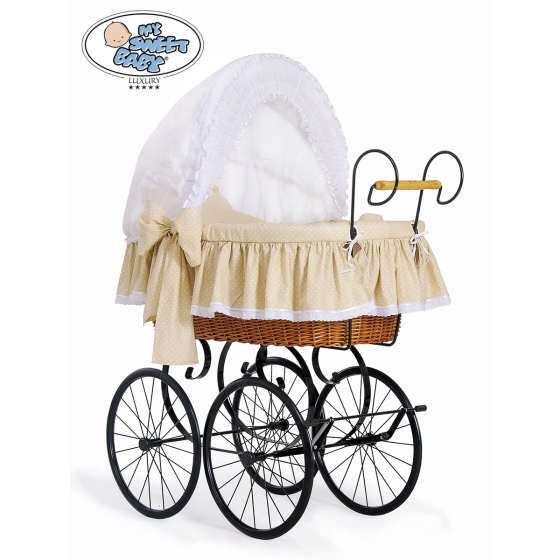 Moses Basket/Retro wicker crib Christine - White - beige