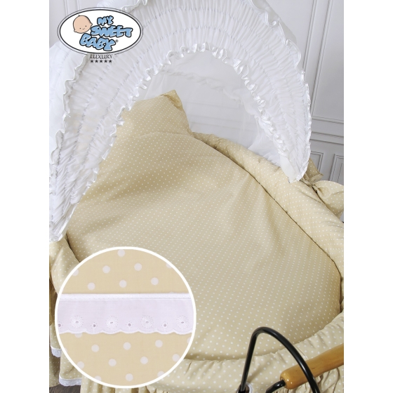 Moses Basket/Retro wicker crib Christine - White - beige