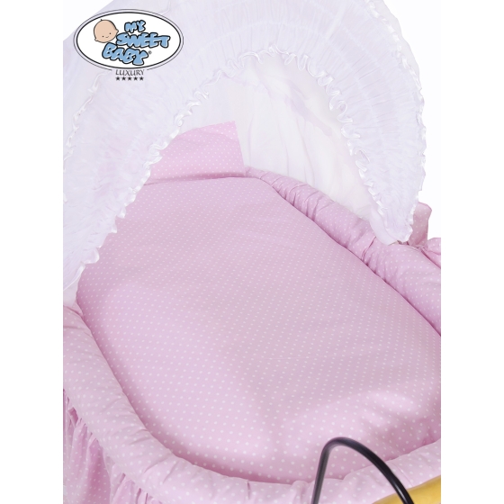 Moses Basket/Retro wicker crib Christine - White - pink