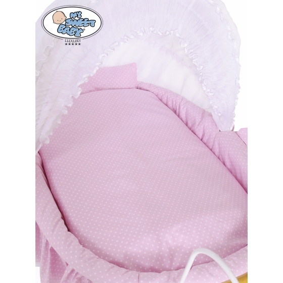 Moses Basket/Retro wicker crib Christine - White - pink