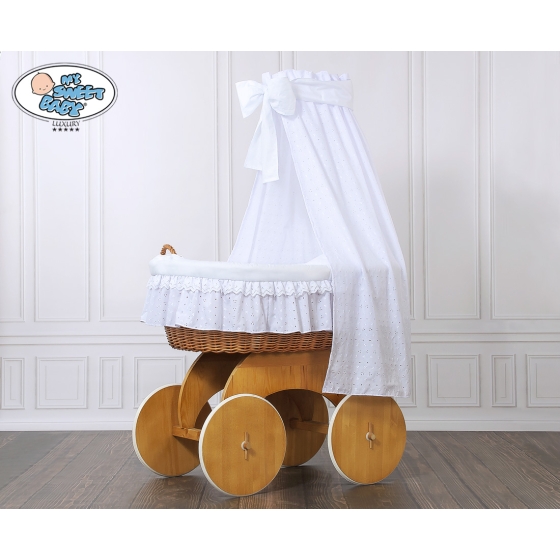 Moses Basket Wicker drape crib Charlotte no 70202White Bedding Set