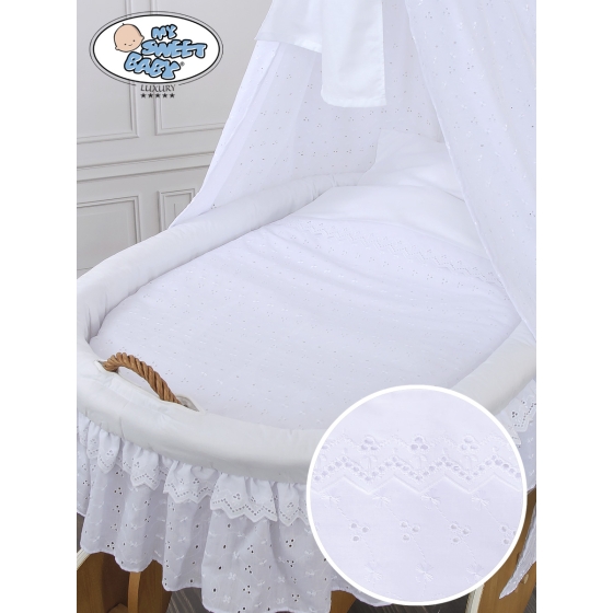 Moses Basket Wicker drape crib Charlotte no 70202White Bedding Set